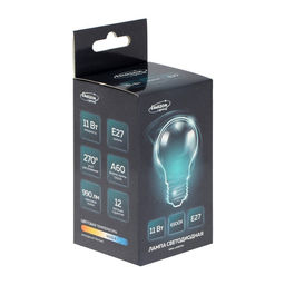 Лампа светодиодная Luazon Lighting, A60, 11 Вт, E27, 990 Лм, 6500К, свечение холодное белое