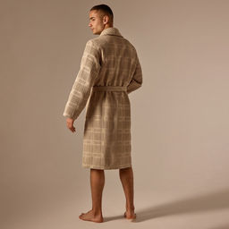 Халат вафельный мужской SL HOME: Chess «Саббиа», размер S, хлопок 100%, коричневый