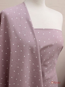 Теплый хлопок Россыпь белого гороха (4мм) на св.серо-лиловой дымке-2, ш.1.5м, хл-100%, 160гр/м.кв - Купава фото 5