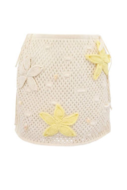 Bej Triko Ajurlu Cicek Aplikeli Mini Kalem Plaj Etek TBESS26ET00008