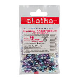 Бусина Zlatka MIX пластик PB 4 мм 10 х 10 г 0.2 г №08 ассорти