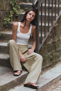 PANTAL?N FLUIDO PLIEGUES / Verde gris - Zara фото 5