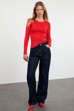 K?rm?z? Basic Bisiklet Yaka Triko Kazak TWOAW23KZ01249