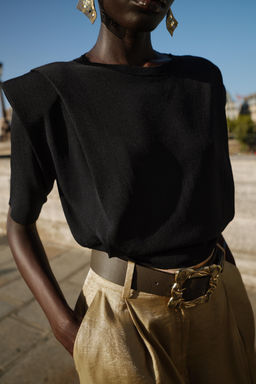 KNIT TOP WITH SHOULDER PADS - Zara фото 10