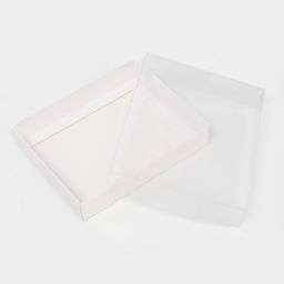 Цена за 5 шт. Коробочка сборная с прозрачной крышкой 16×13×3 см, белая