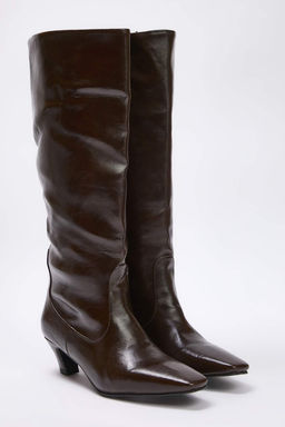 Kahverengi Premium Kare Burun Blok Topuklu Kad?n Cizme TAKAW26CZ00042 - Trendyolmilla фото 6