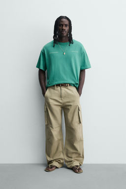 CAMISETA RELAXED FIT ESTAMPADOS LAVADOS / Verde claro