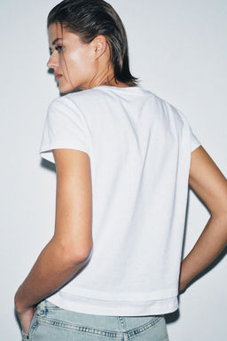 CAMISETA MANGA CORTA EFECTO DOBLE / Blanco - Zara фото 3