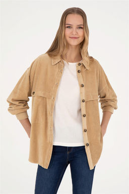 Женская трикотажная рубашка песочного цвета - U.s. polo assn фото 2