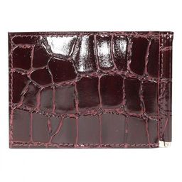 Зажим для купюр Premier-М-53 натуральная кожа (8 карм), бордо крокодил крупный (14) 207339  фото 2