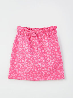 Bisiklet Yaka Bask?l? K?sa Kollu K?z ?ocuk Ti??rt ve Etek - Waikiki фото 3