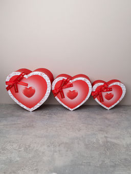 Коробка подарочная 3 штуки Сердце набор красная / 2218-175 /уп 36/ - ГалеонТрейд фото 5