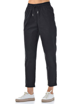 Хлопковые комфортные брюки резинка по поясу цвет ТЕМНО-СИНИЙ