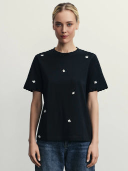 Футболка из хлопка с вышивкой / Zarina  фото 3