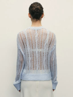 Джемпер из ажурной вязки с шерстью / Zarina фото 5