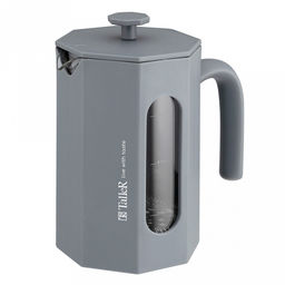 Френч-пресс пластмассовый корпус 800мл, колба из жаропрочного боросиликатного стекла, пресс-фильтр из нержавеющей стали, серый, цветная коробка, "TalleR" (Китай)