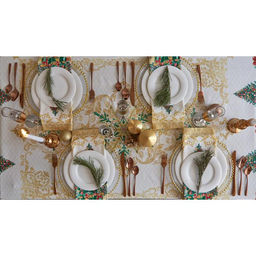 Скатерть новогодняя «Этель» Golden Christmas, d=150 +/- 3 см с ГМВО, 100% хлопок, саржа 190 г/м²