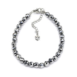 Браслет из циркона шарик гр.6мм цв.серебристый, 18см
