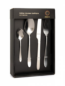 Набор столовых приборов 16 шт. серебро нержавеющая сталь - Lucky фото 2