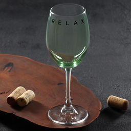 Бокал для вина с надписью Relax, 360 мл, зеленый