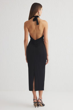 Siyah Vucuda Oturan Orme Midi S?k Abiye Gece Mezuniyet Y?lbas? Elbisesi TPRSS25EL00100 - Trendyolmilla фото 5