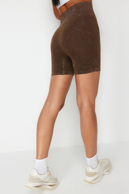 TRENDYOLMILLA Siyah Seamless/Dikissiz Y?kamal? Orme Spor Sort/K?sa Tayt THMSS23TY00034  фото 5