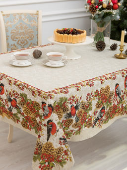Снегири - гобеленовая скатерть 140х215