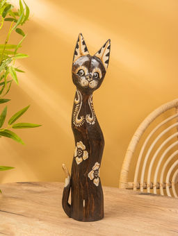Сувенир «Кошка», 60×14×6 см, дерево, коричневый, МИКС