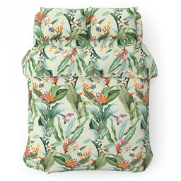 Пододеяльник Евро Макси "Тропический сад" 240х215см, поплин 115г/м2, хлопок 100%, упаковка "классическая" ПВХ 28х41см, "Домашняя мода" (Россия)