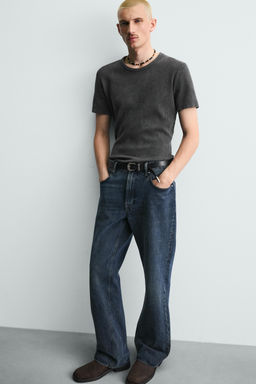 CAMISETA PUNTO SLIM FIT ESTRUCTURA / Negro lavado - Zara фото 6