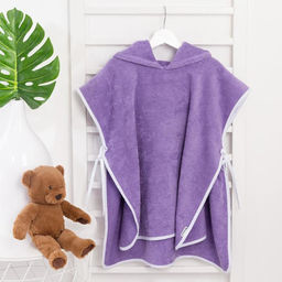 Полотенце-пончо Крошка Я Гномик, цвет сиреневый, размер 24-32, 100 % хлопок, 320 г/м2  фото 3