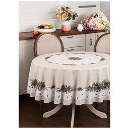 СКАТЕРТЬ КРУГЛАЯ CELEBRATION 190СМ ,БЕЖЕВЫЙ, 100
