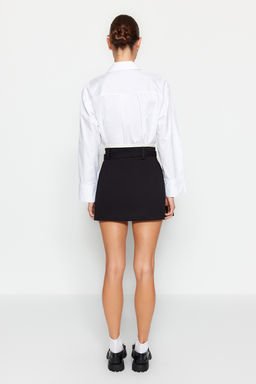 TRENDYOLMILLA Kahverengi Cift Kemer Detayl? Pileli Mini Dokuma Etek TWOAW24ET00079 фото 16