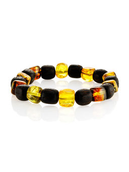 Браслет из натурального янтаря и дерева Индонезия