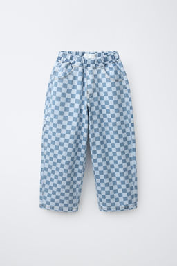 JEANS BALLOON CUADRO DAMERO / Azul