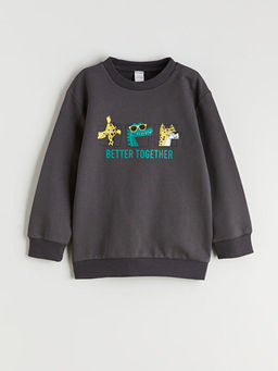 Hayvan Bask?l? Erkek ?ocuk Sweatshirt