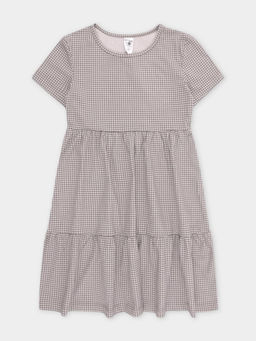 КП 5924/светлый беж,гусиная лапка платье для дев