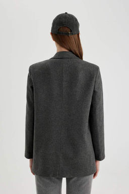 Фланелевая куртка-блейзер стандартного кроя с воротником - Defacto фото 10