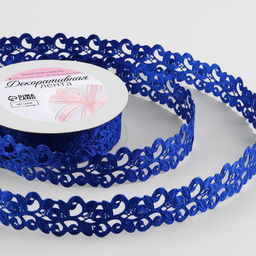 Цена за 2 шт. Лента фигурная Вьюнчик, 25 мм, 9 0,5 м, цвет синий