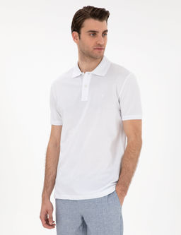 Beyaz Slim Fit K_vr_lmaz Polo Yaka Basic Ti__rt
