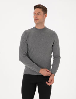 Gri Melanj Slim Fit _eyrek Yaka Basic Triko Kazak - Pierre cardin фото 3