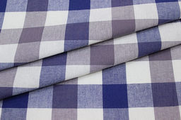 Вареный (стираный) хлопок Клетка (3.0*3.0см) цв.синий/лилово-серый, ш.2.5м, хл-100%,125гр/м.кв - Купава фото 3