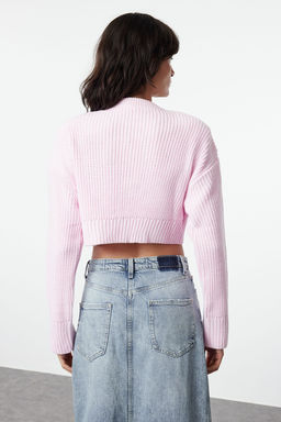 Pembe Crop Vatka Fermuar Detayl? Triko H?rka TWOAW25HI00020