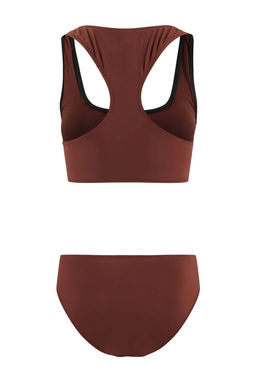 Kahverengi Bralette Kapl? Fermuarl? Normal Bel Regular Bikini Tak?m? TBESS26BT00068