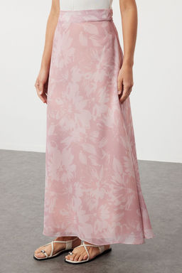 TRENDYOLMILLA Ac?k Pembe A-line Kal?p Klos Astarl? Sifon Kumas Maxi Boy Dokuma Etek TWOSS24ET00224  фото 4