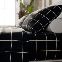 Постельное бельё Этель дуэт Клетка цвет чёрный 143х215-2 шт, 220х240, 50х70-2 шт, бязь, 125 г/м2  фото 9
