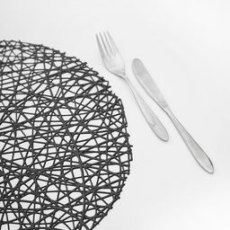 Набор салфеток сервировочных на стол Доляна Паутинка, d=38 см, 4 шт, цвет чёрный  фото 6