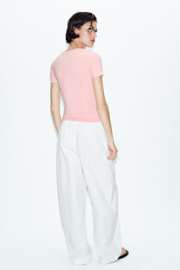 CAMISETA MINIMAL MANGA CORTA / Rosa medio - Zara фото 4