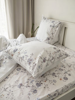 Комплект постельного белья Семейный белый/синий твил - Denastia фото 11