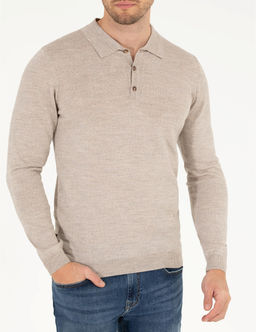 Ta_ Slim Fit Polo Yaka Y_n Kar___ml_ Basic Triko Kazak